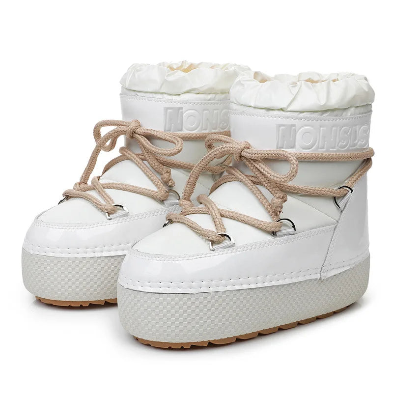 Winter Ankle Boots Women Quilted Nylon Down Snow Woman Round Toe Flat Zpaxo