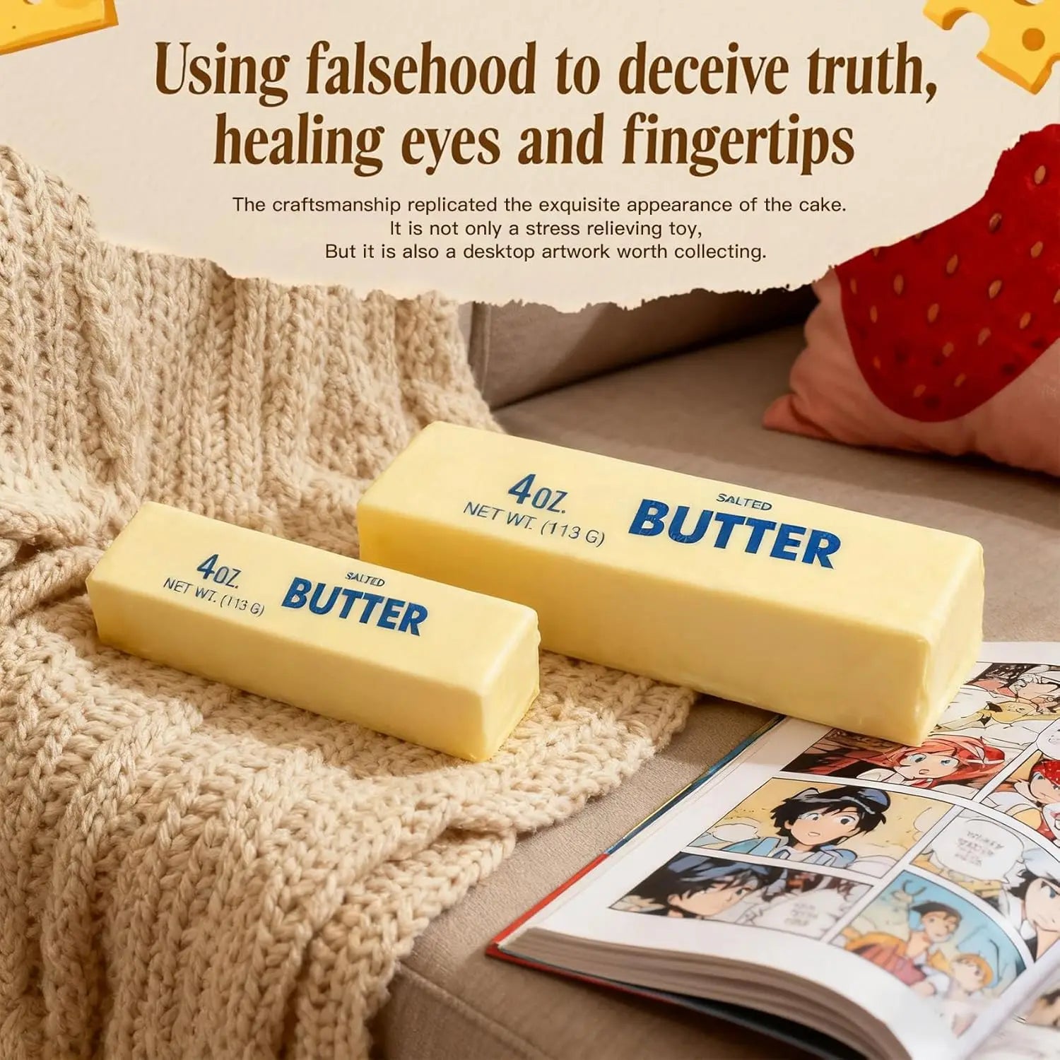 Lifelike Sticky Soft Butter Stick Slow Rebound Toy Wet Moisture Hand