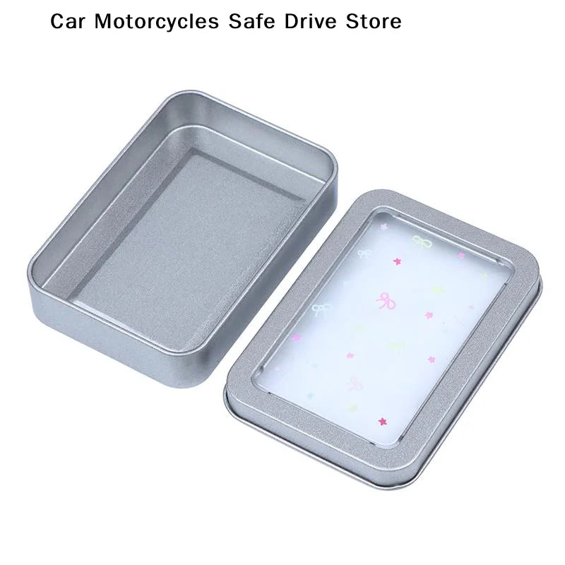 M2PCS Colorful Star Earring Storage Tin Box Four Leaf Clover Design