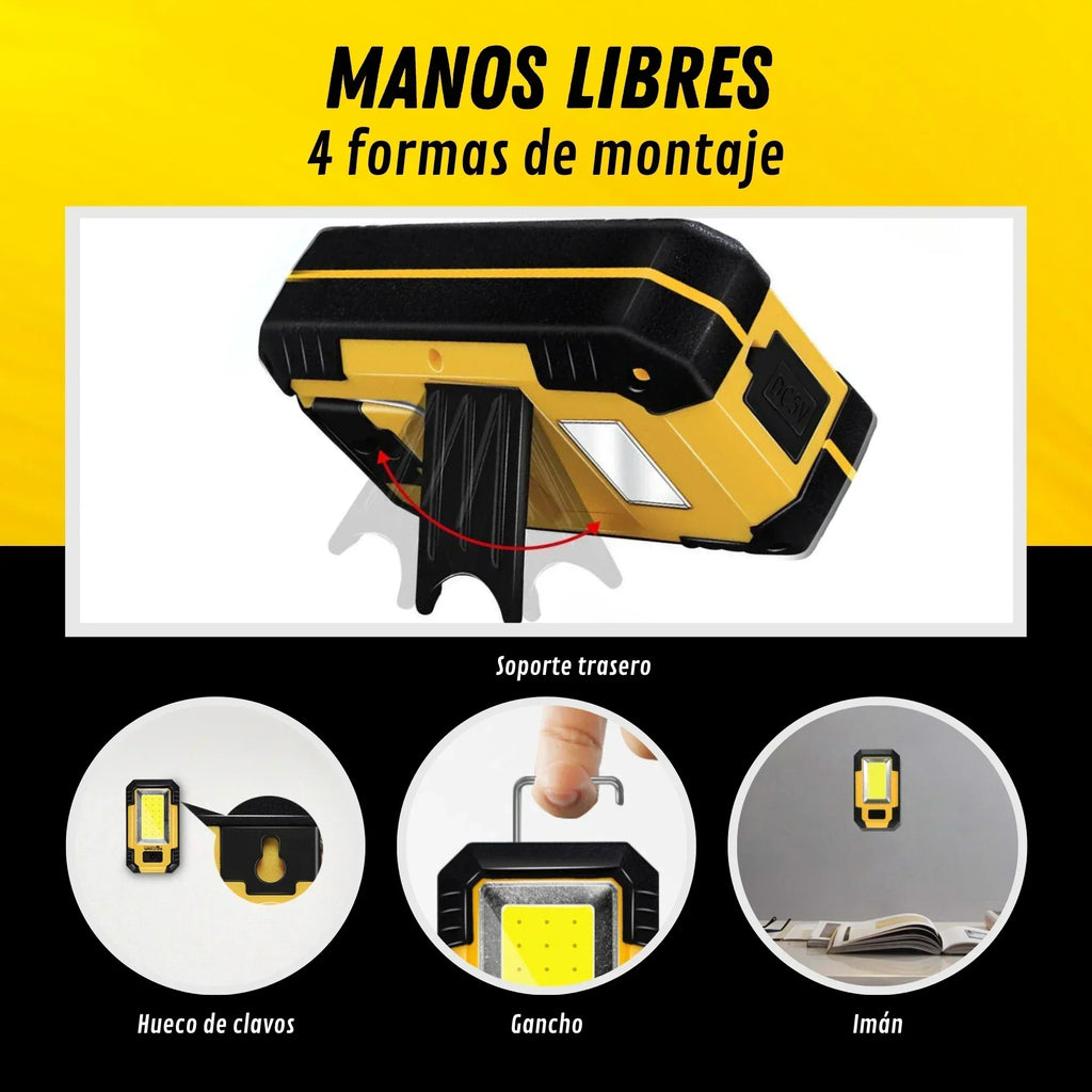 4000mAh COB LED Work Light – Magnetic, Hook & Rechargeable