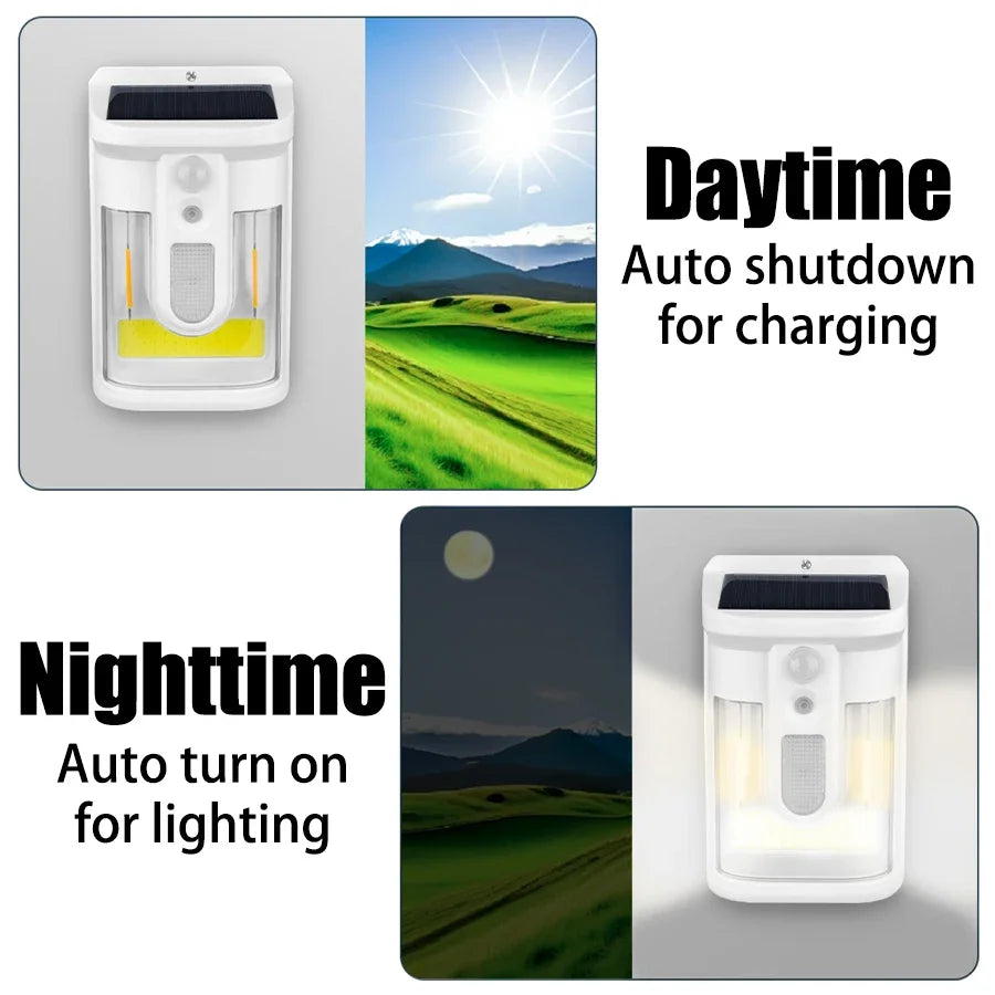 Solar PIR Motion Sensor Wall Light – 18650 LED Outdoor Lamp
