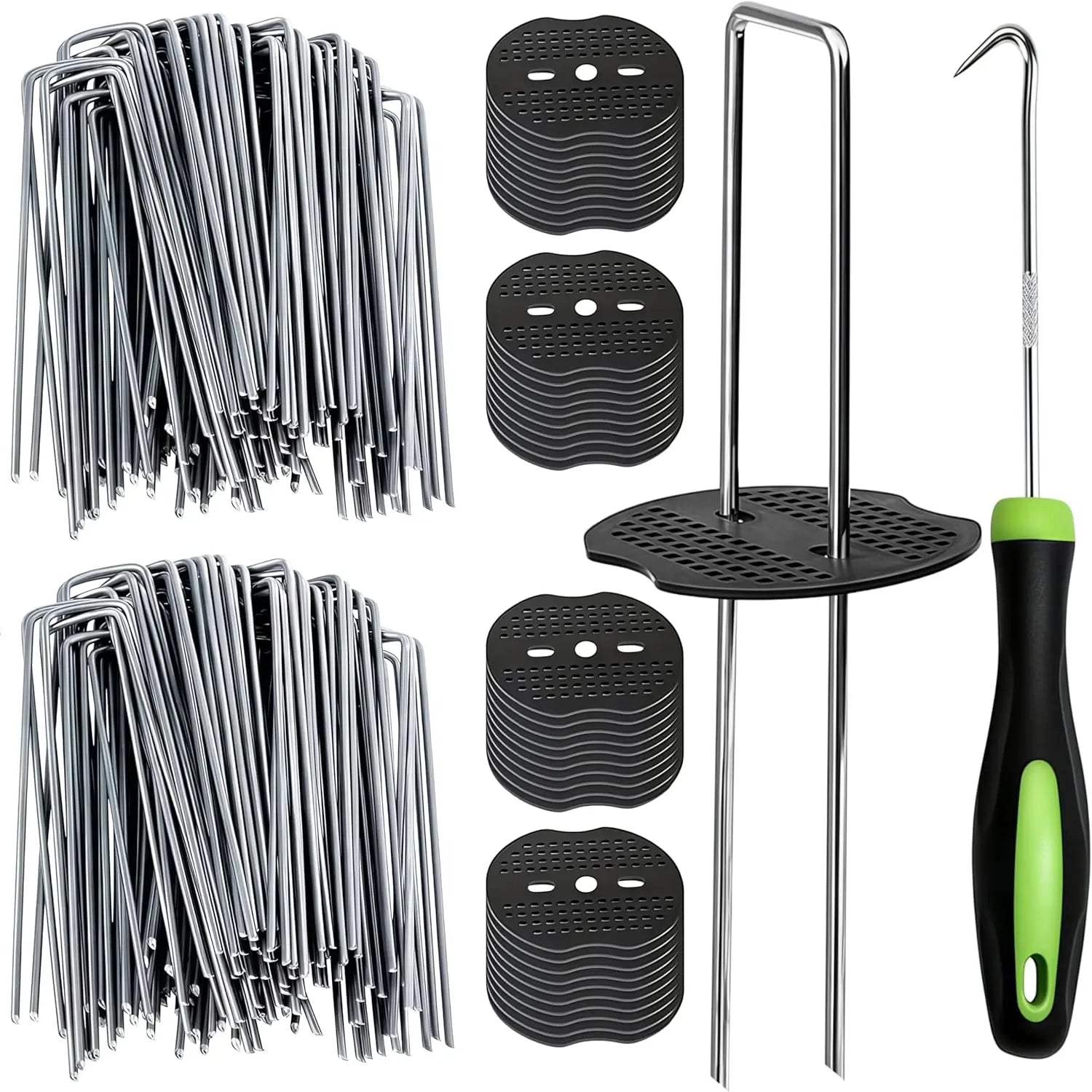 U-Shaped Garden Stakes & Staples Kit with Hook & Gaskets