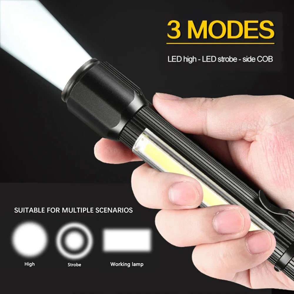 Rechargeable Zoom LED Flashlight – 3 Modes, Waterproof Torch
