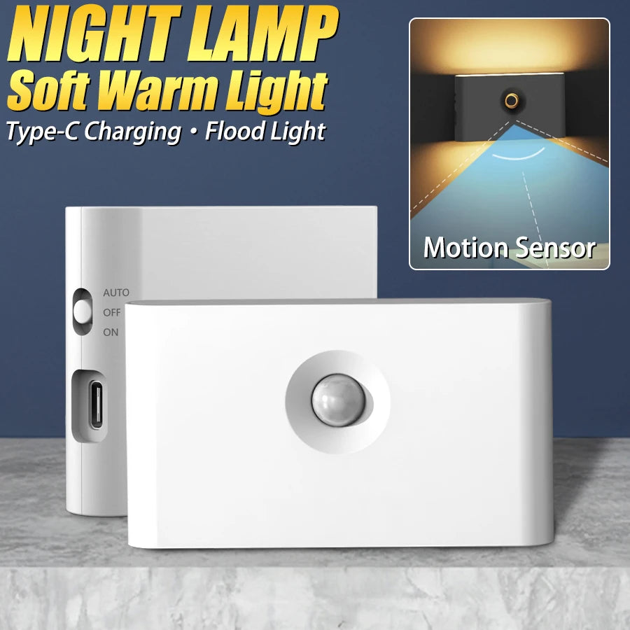 Motion Sensor LED Night Light – Rechargeable Magnetic Wall Lamp Motion Sensor Night Light Zpaxo