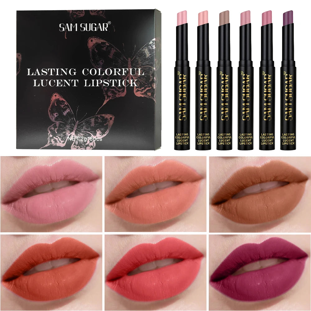 6-piece Rotating Lip Gloss Waterproof Smudge-proof Easy Apply Natural