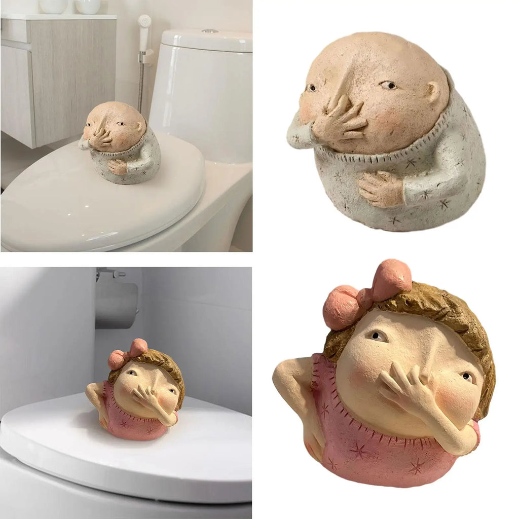 Vulgar Figurine Bathroom Decoration Creative Weird Decor Modern Art Statue Kitschy Figurine Holding Nose Bathroom Statue Zpaxo
