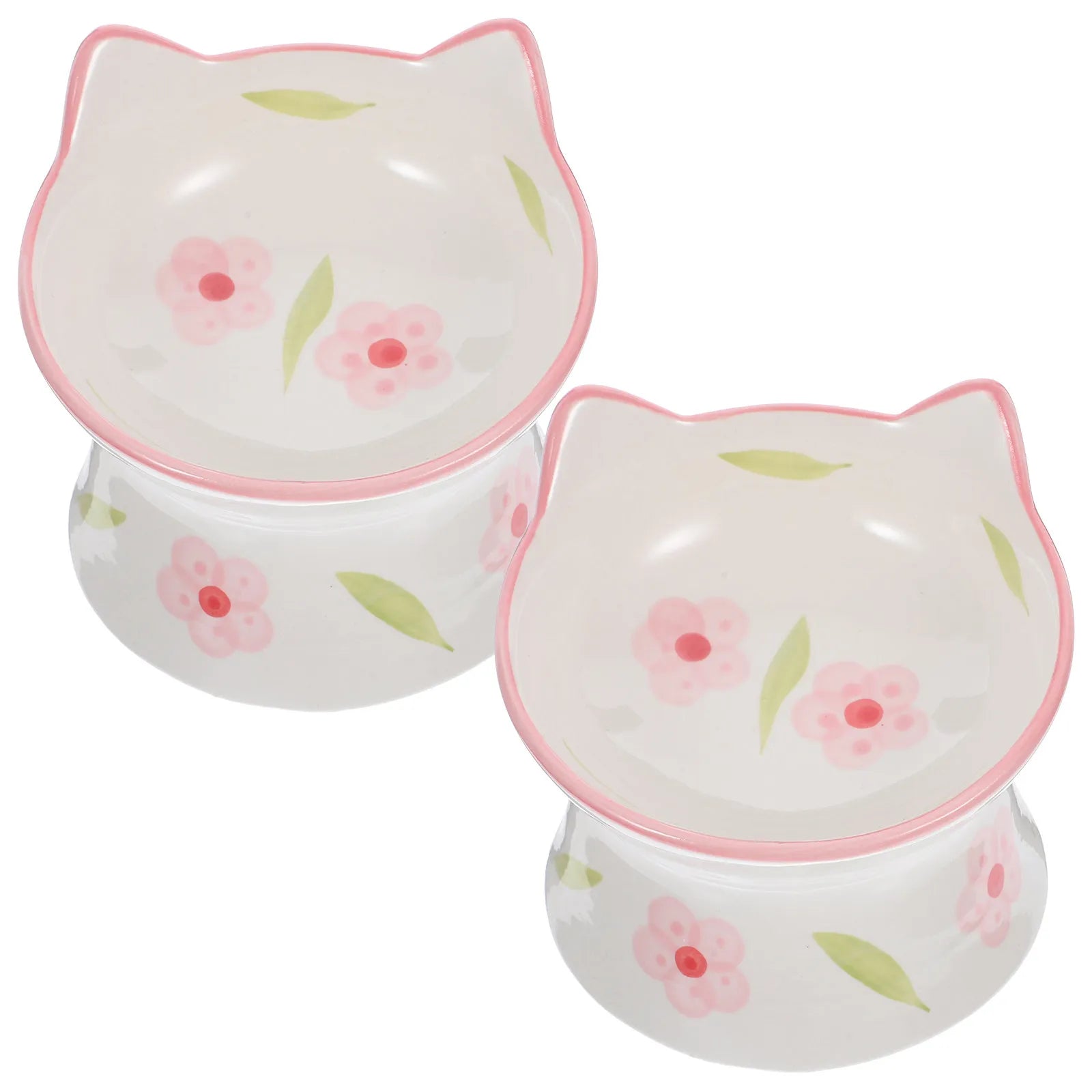 Elevated Cat Bowls Raised Feeding Anti-skid Stable Base Ear Design