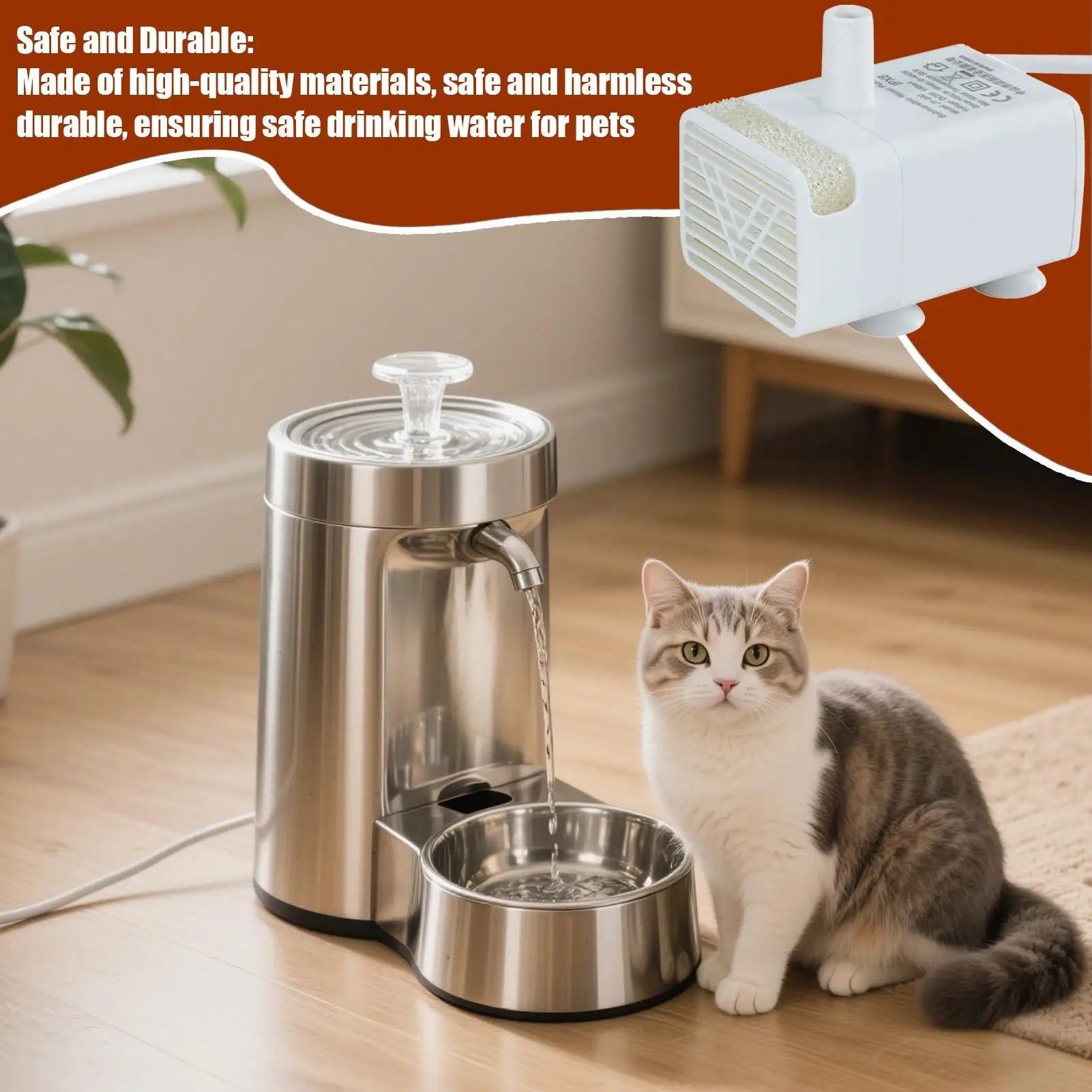 Pet Fountain Motor Submersible Pump Silent USB Cat Water Quiet