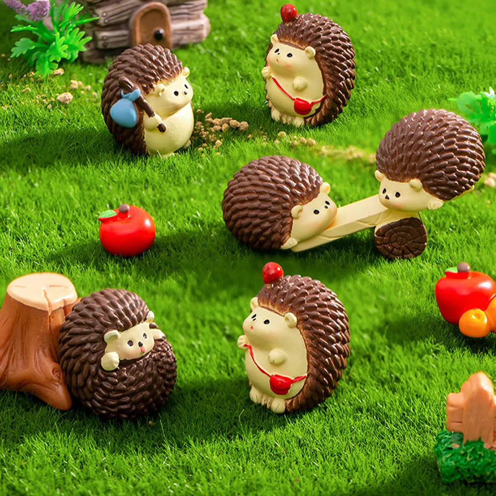 Resin Mini Hedgehog Decor Small Animal Ornament Indoor Outdoor Micro