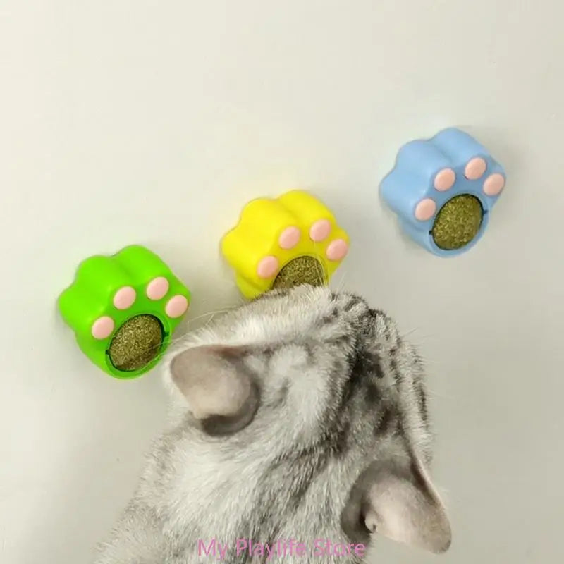 Cat Catnip Wall Ball Matatabi Catmint Toy Indoor Kitten Lick Dental