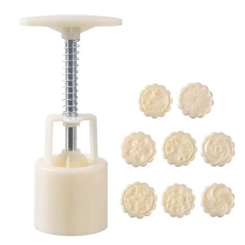 Mooncake Mold Set | Hand-Press DIY Moon Cake Stamp Moulds Mooncake Mold Set Zpaxo 8pcs
