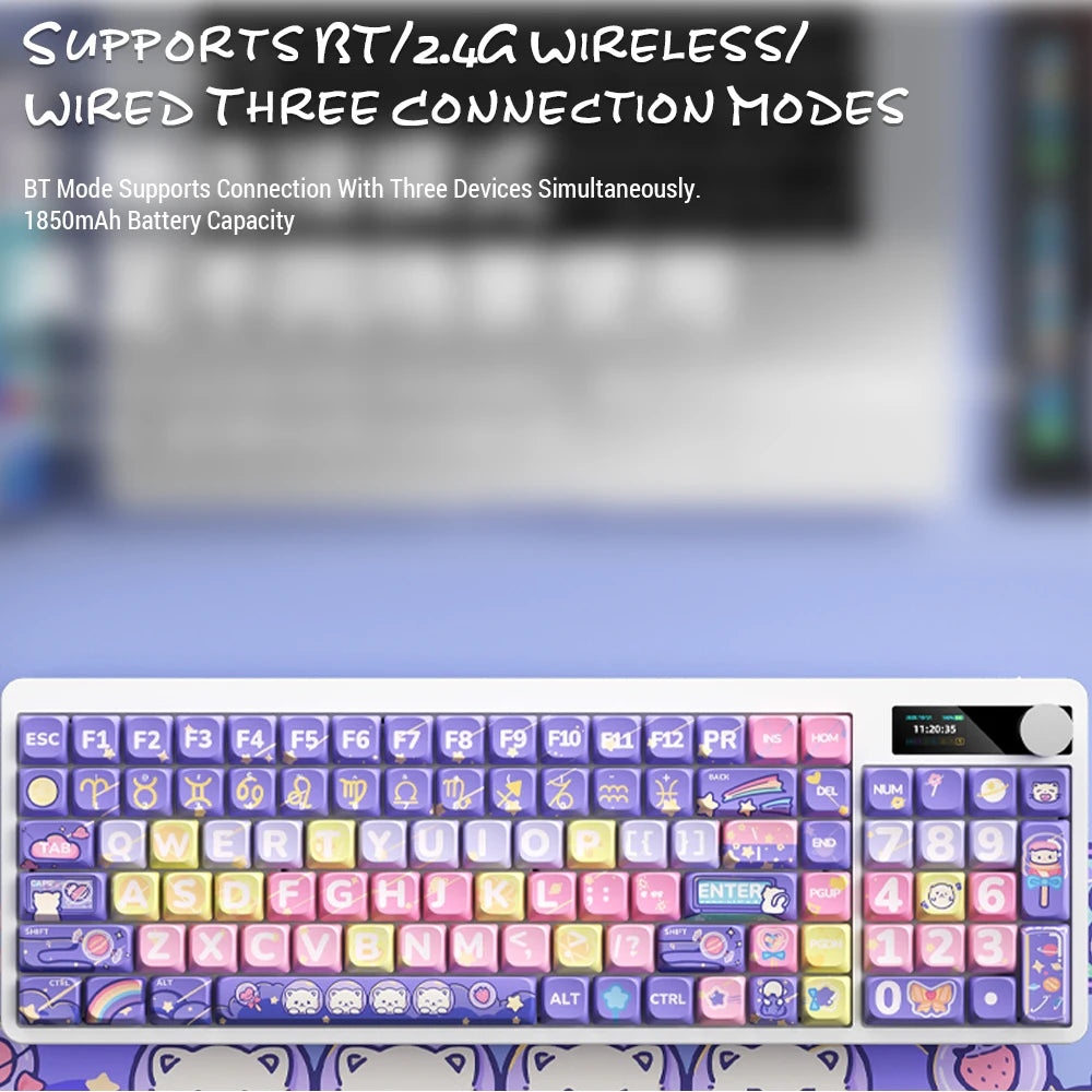 Wireless Keyboard Gaming Mechanical Keyboard Red Switches Colorful Backlight Full Key Metal Knob Ergonomic Keyboard DIY Set Zpaxo
