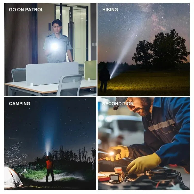 Powerful LED Flashlight Rechargeable USB Built-in Lithium Battery Waterproof Zoom Fishing Hunting Camping Tactical Flashlight Zpaxo