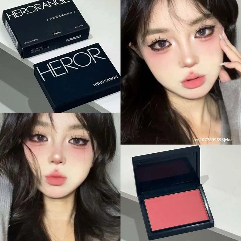 Monochrome Matte Blusher Palette Silky Touch Cheek Nude Peach Natural Makeup Lasting Low Saturation Powder Blusher Facial Rouge Zpaxo 08