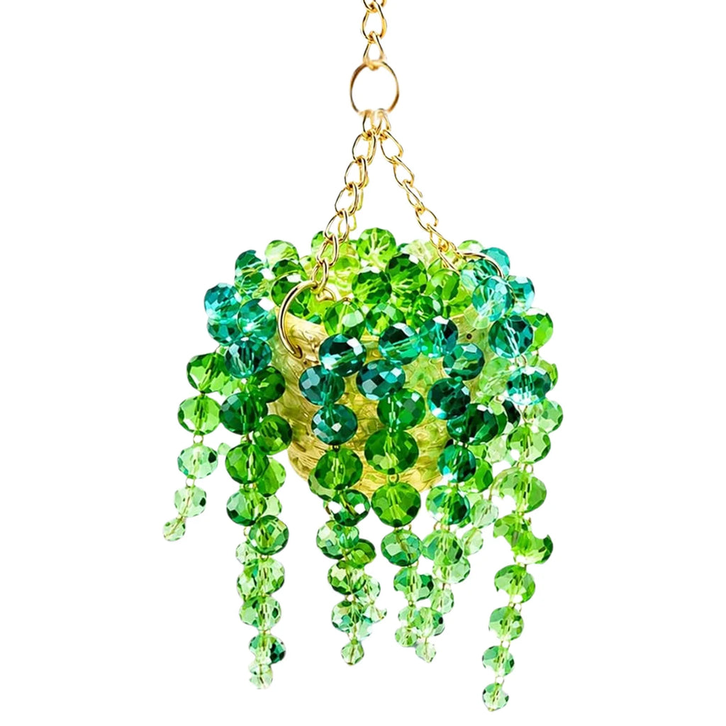 Crystal Hanging Plant Charms Multi-beaded Green Beaded