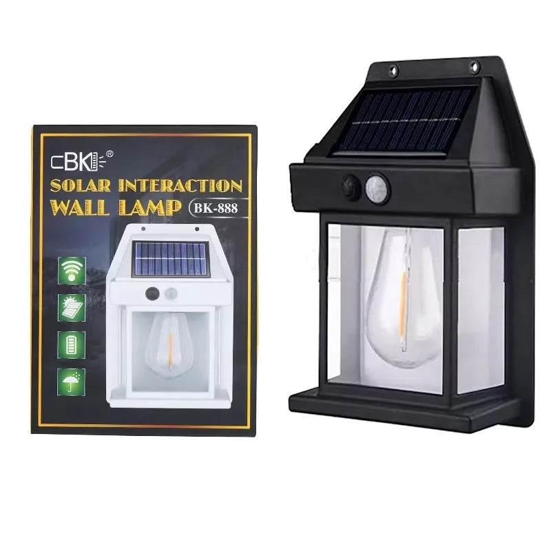 Outdoor LED Motion Sensor Tungsten Bulb Solar Wall Light Garden Porch Zpaxo