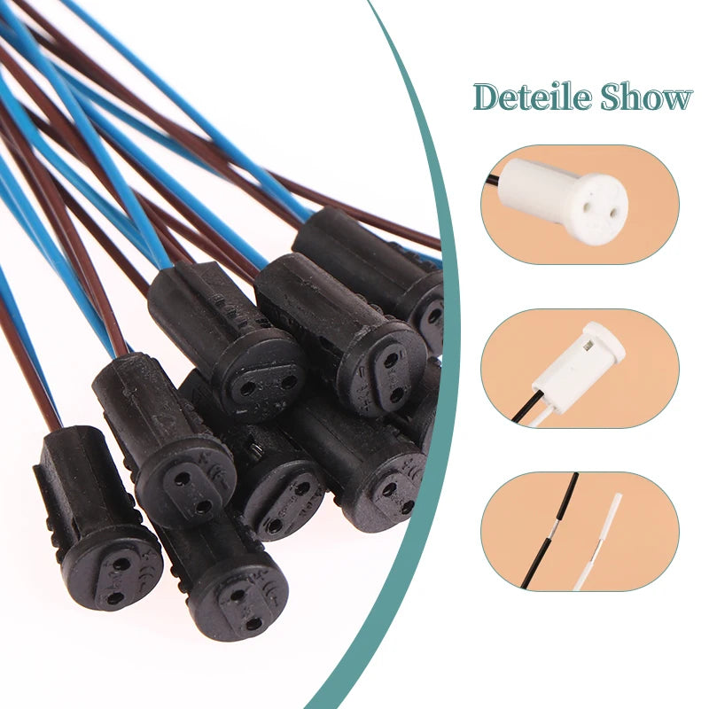 10Pcs/lot G4 Lamp Socket Wire Adapter With 10cm/20cm Wire G4 Lamp Holder For LED Crystal Heads Light Bulb Halogen Lamp Zpaxo