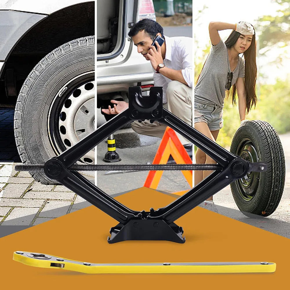 2T/3T Car Scissor Jack Auto Emergency Crank Lift Stand Labor-Saving Repair & Tire Replacement Tool with Wrench for SUV Vehicles Zpaxo