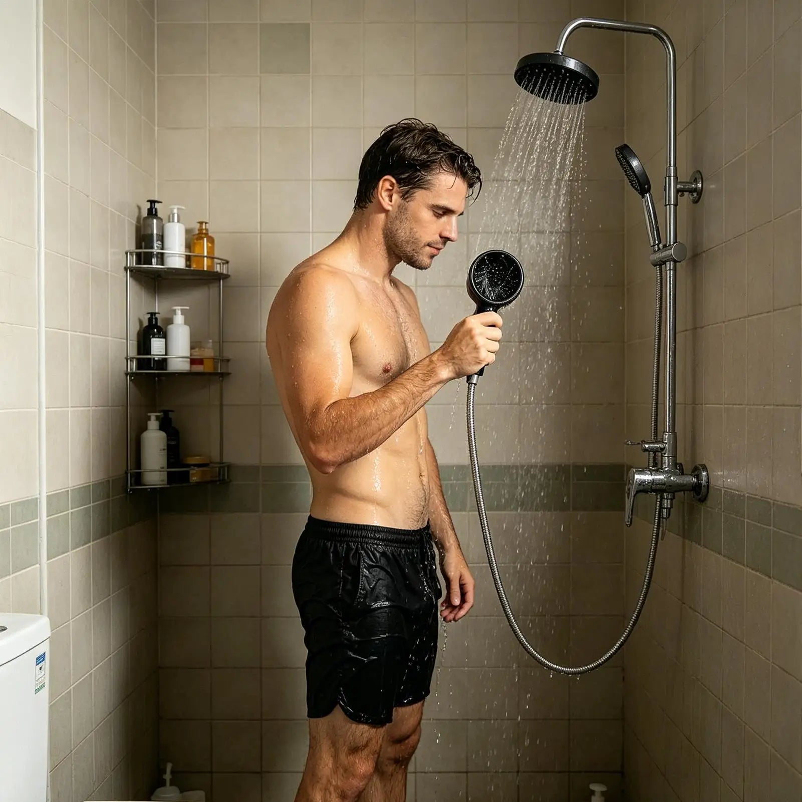 Shower Head Powerful Supercharging Hydromassage 360-Degree Ring Water