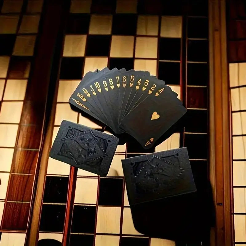 Magic Waterproof Black Gold Poker Cards Set - Premium Board Game Gift Collection for Adults, Durable Playing Cards Zpaxo