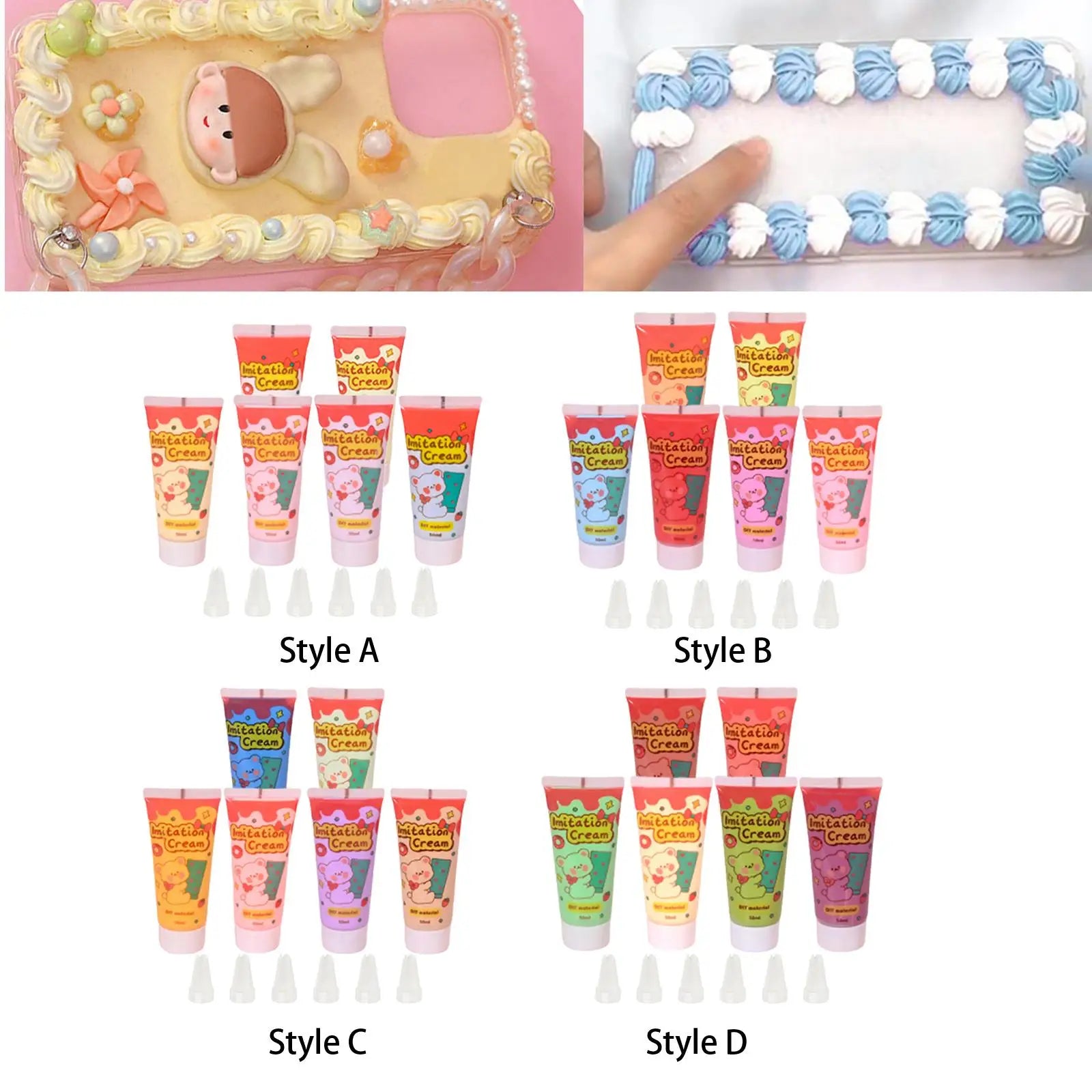 6x Cream Clay Glues DIY Phone Case Making 50G Cream Adhesive Simulation Whipped Cream Glue Set for Art Craft Projects Moulding Zpaxo
