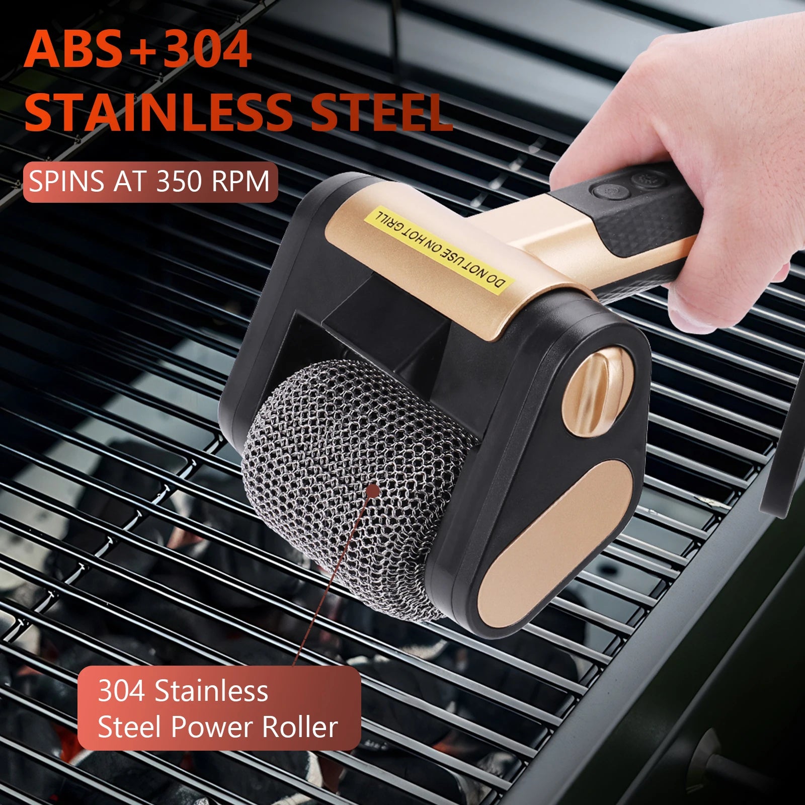 Electric Stainless Steel Grill Brush Rechargeable Roller BBQ Cleaner