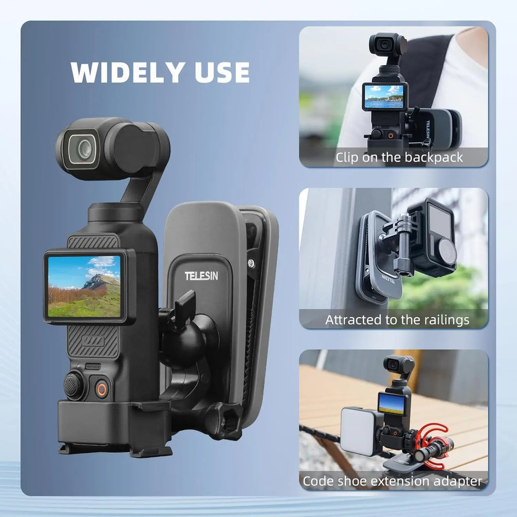 Magnetic Backpack Clip Mount for DJI OSMO Pocket 3 | 360° Ball Camera Clip Mount Zpaxo