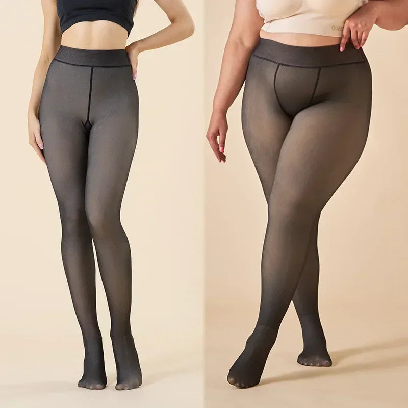 Thicken Warm Tights For Women Winter Thermal Stockings Leggings Sexy Translucent Fleece Velvet Tights Pantyhose Female Pants Zpaxo