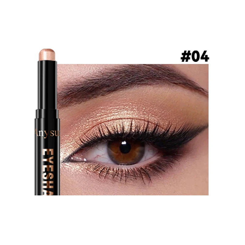 Pearl Metallic Eyeshadow Stick Sparkle Highlight One-Swipe Lazy Eye Shadow Highlighter Brightener Bold Multicolor 3D Eyes Makeup Zpaxo 04