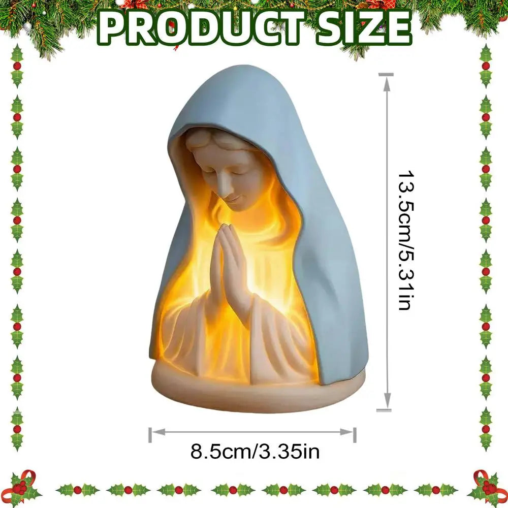Blessed Mother Mary Night Light Plug Warm White LED Religious Decor