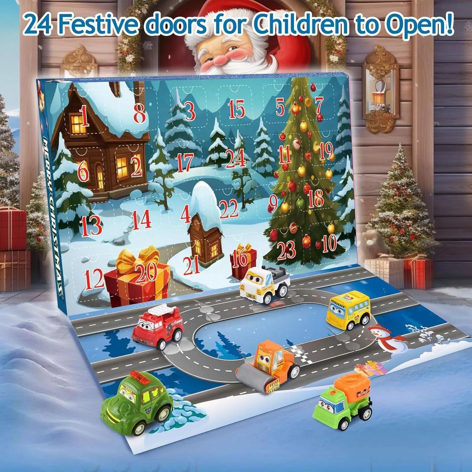 2025 Christmas Countdown Calendar 24 Days Pull Back Car Toy Advent