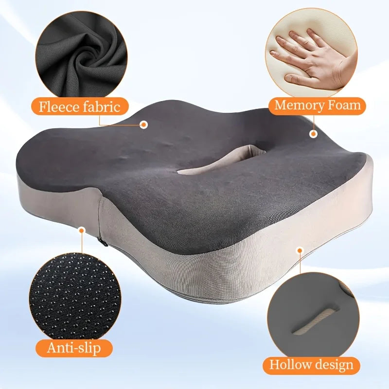 Ergonomic Memory Foam Seat Cushion Center Groove Design Pressure