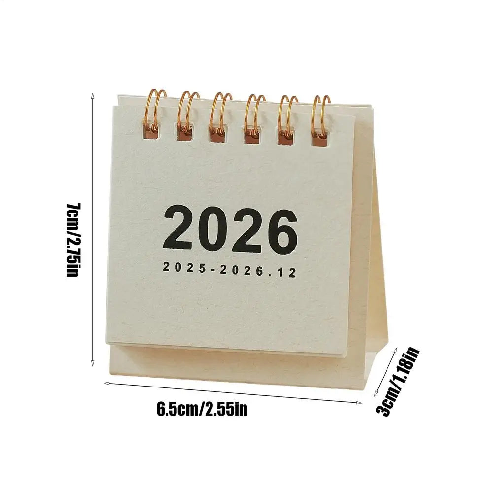 2026 Mini Desk Calendar Jan Dec Coil Daily Scheduler Paper Planner