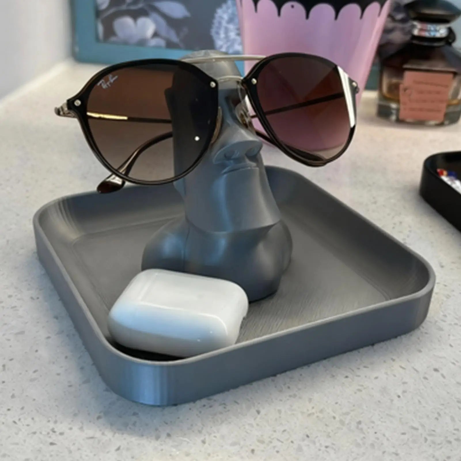 Eyeglass Holder Stand Easter Island Statue Storage Box Decorative