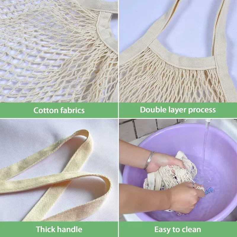 1 Cotton String Shopping Tote Bags Reusable Washable Mesh Grocery