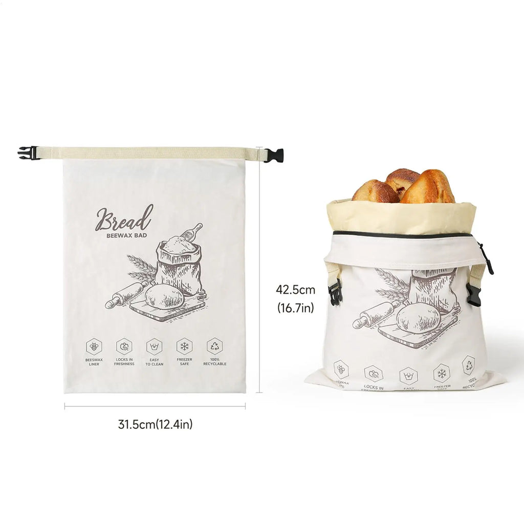 Beeswax Bread Bag Reusable Large Homemade Storage Zipper Bags Baking