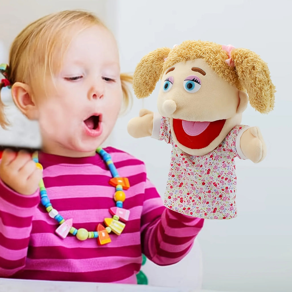 Family Plush Hand Puppets 28- Soft Skin-friendly Toy Open-mouth