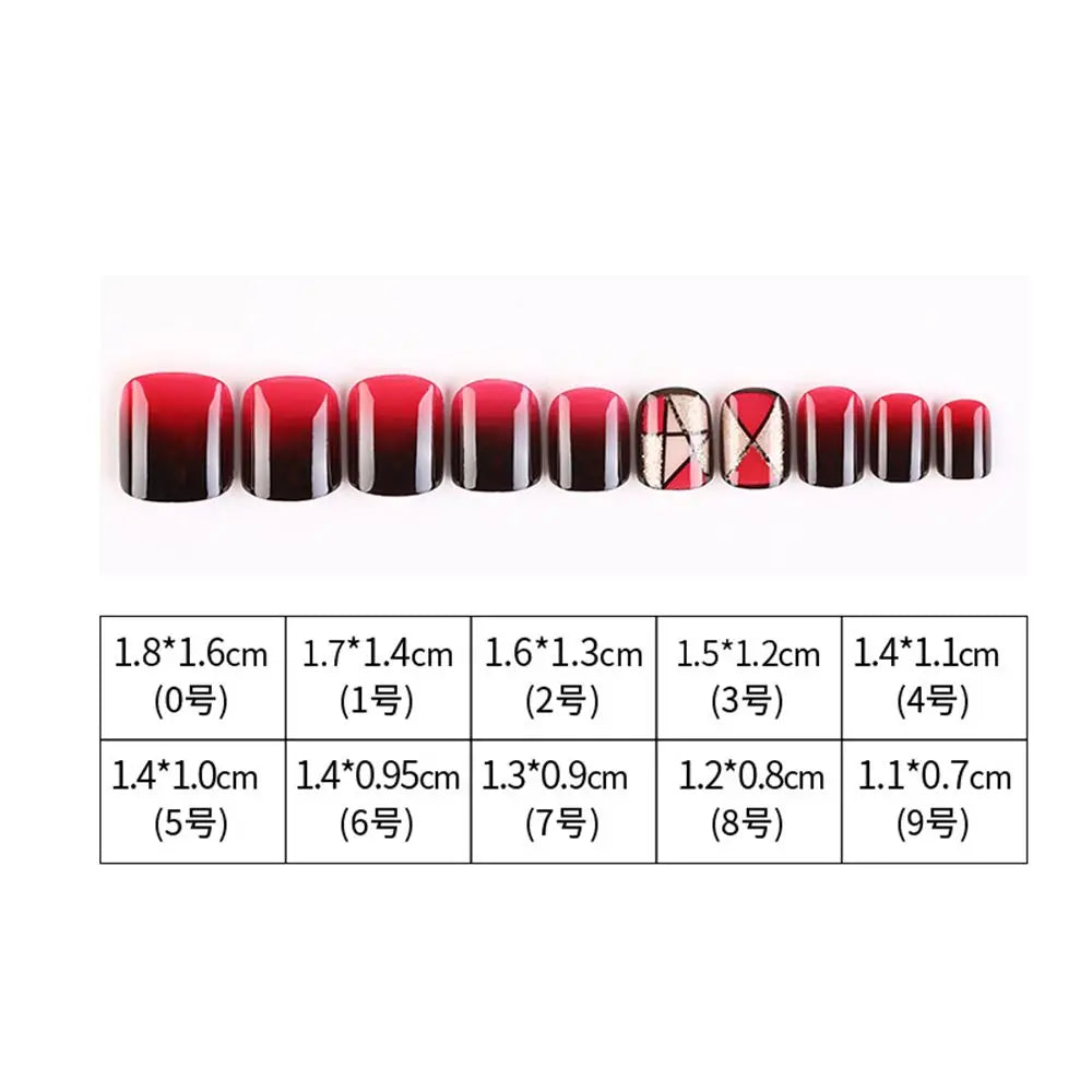 Geometry Christmas Design Fake Nails Gradient Acrylic Tips Without Zpaxo