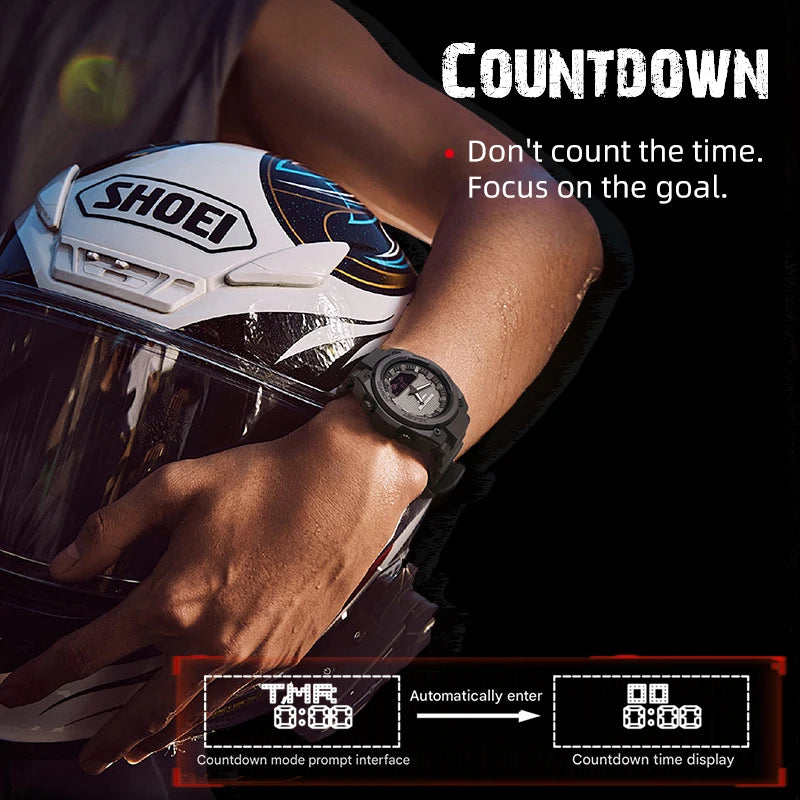 NORTH EDGE FORTRESS 2026 Men's Military Digital Watch Outdoor Sports Waterproof 50M Watches World Time Countdown LED Wristwatch Zpaxo