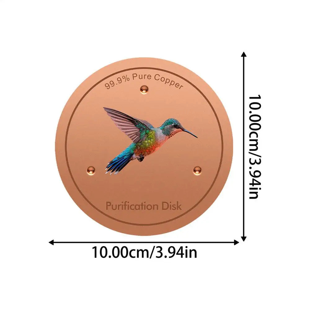 Copper Metal Bird Bath Purifier Disc | Triple-Point Support Bird Bath Accessory Zpaxo 02