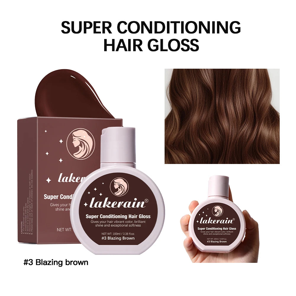 Glaze Super Gloss Color Conditioning Gloss Rinse Out Semi-Permanent Hair Gloss that Enhances Color and Boosts Shine & Hydration Zpaxo 3 Blazing Brown