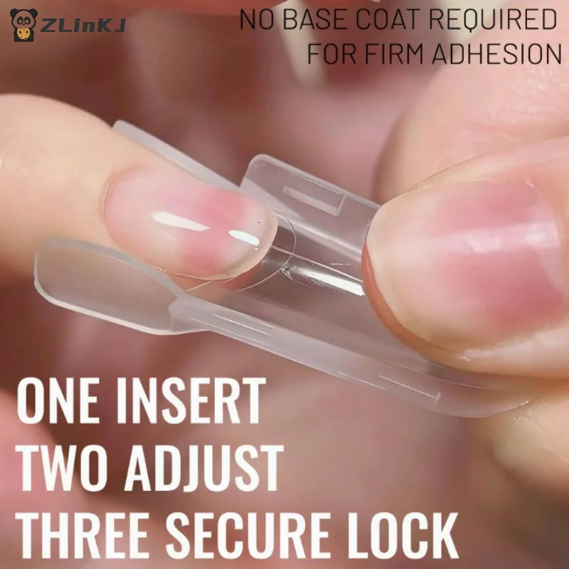 ▶30pcs Nail Clear Rocket Shape Sandwich Dual Nail Forms Reusable Full Cover Dual Nail Molds Top & Bottom Quickly Extend Nails Zpaxo
