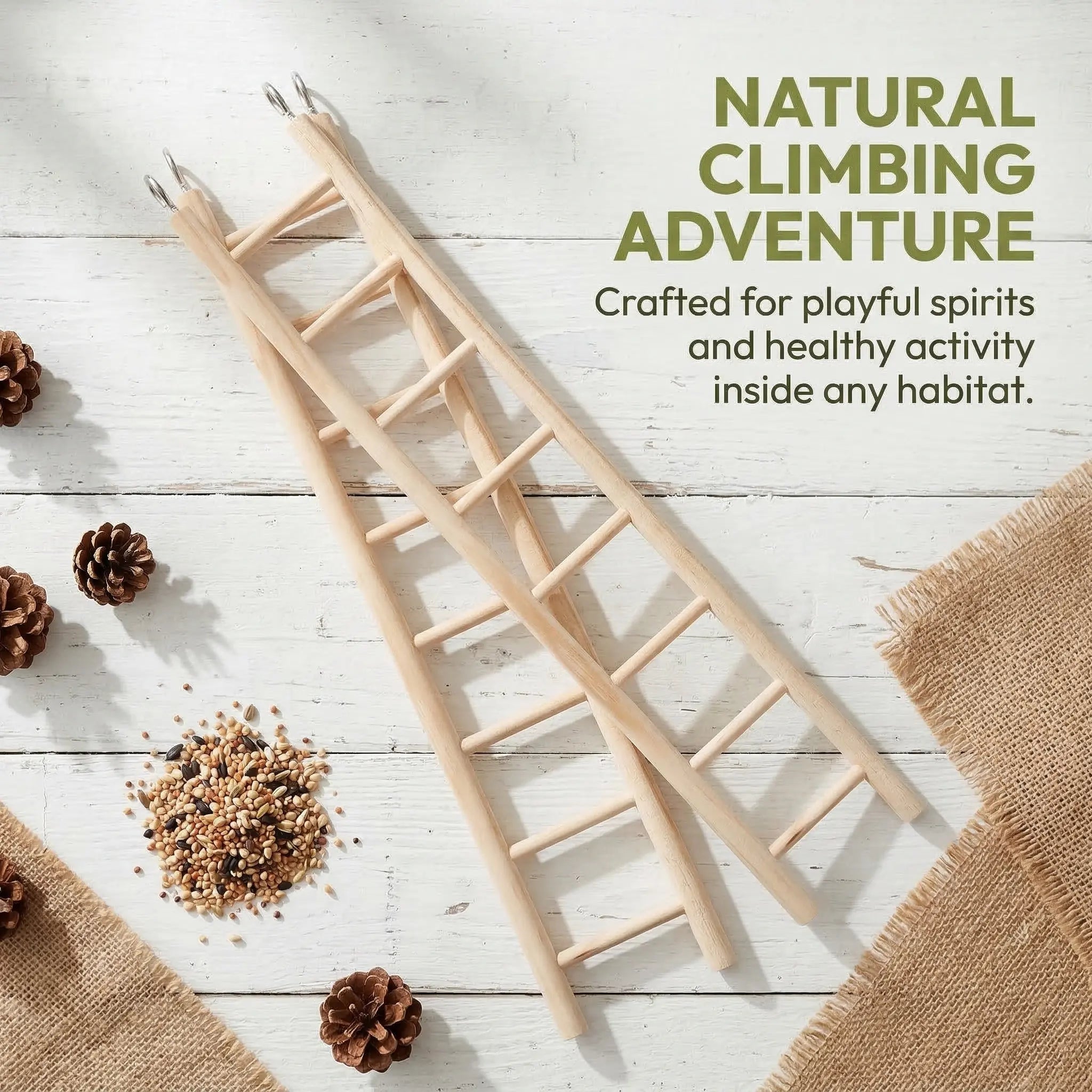 Bird Cage Wooden Ladder Pet Climbing Multilevel Platform Hanging