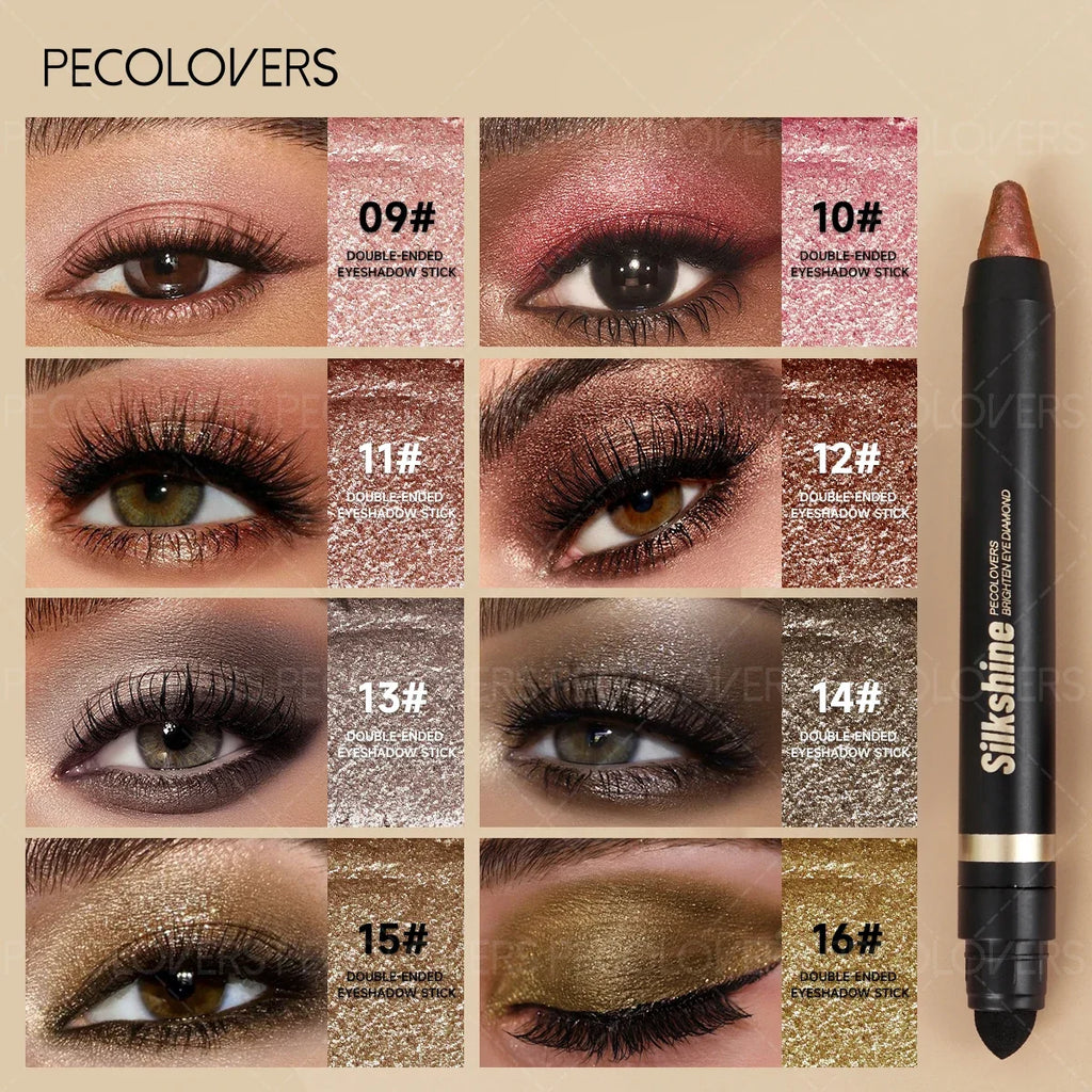 1PC Cream Glitter Eye Shadow Pen with Double-head Design, Pearlescent Glitter Finish, for A Charming Christmas Eye Makeup Zpaxo