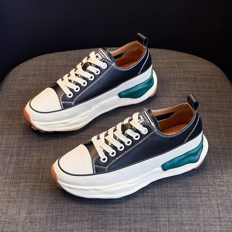 2026 Arrival Leather White Platform Sneakers Women Spring Autumn Zpaxo 2526 Black 35 China Mainland