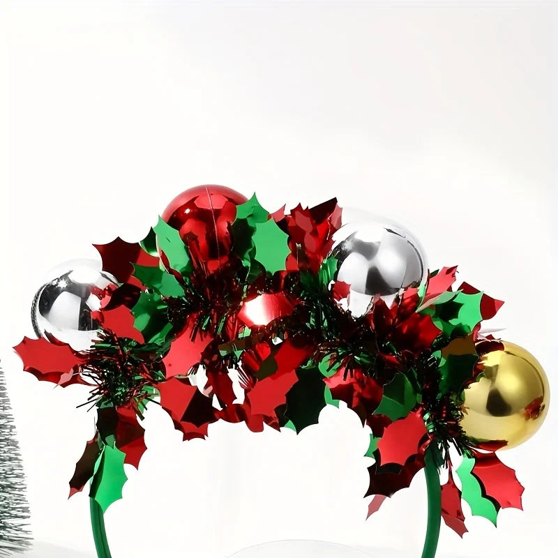 Christmas Headdress Sequin Bead Hair Headband Holiday Season Decor