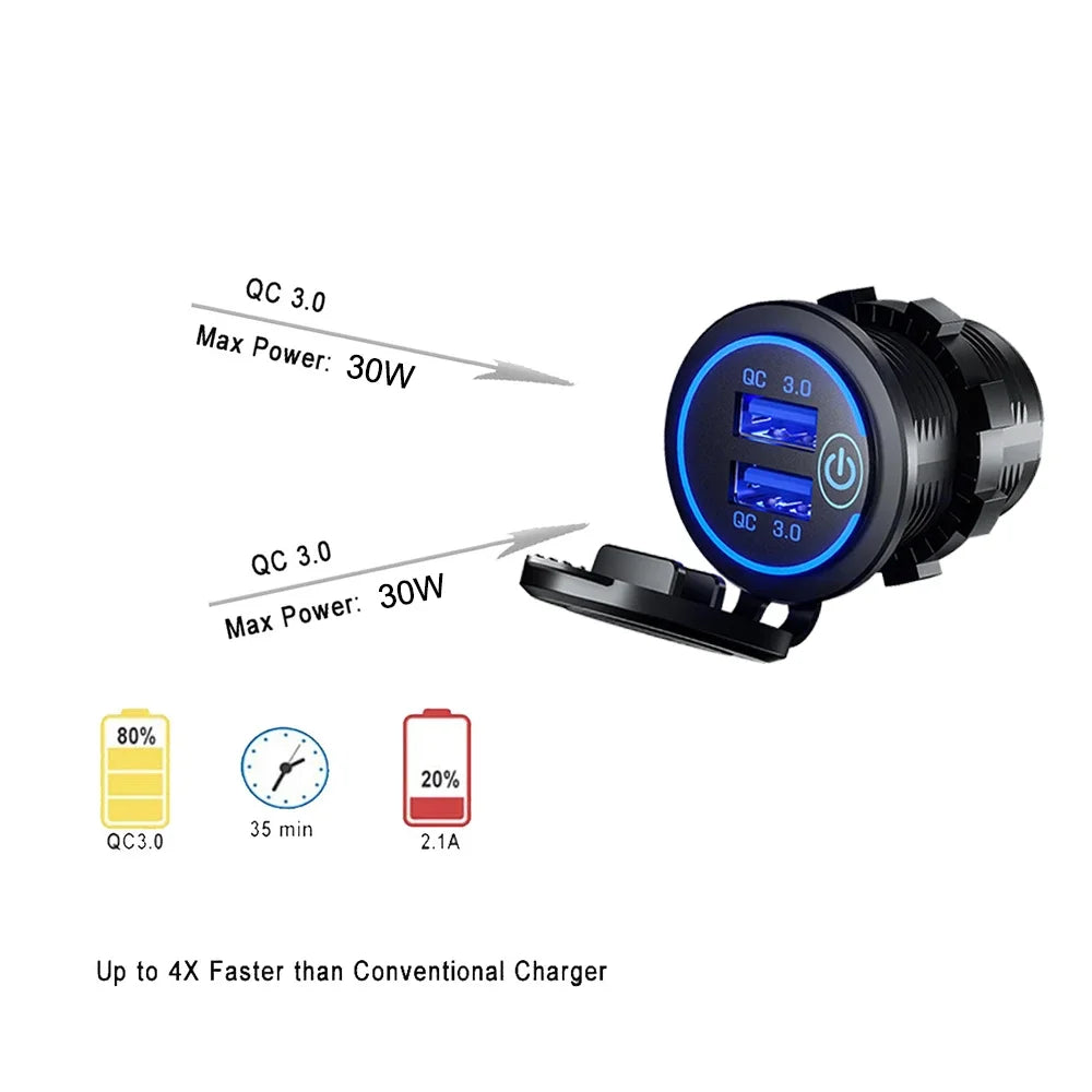 Quick Charge 3 0 Dual USB Fast Car Charger Socket Accessories Zpaxo