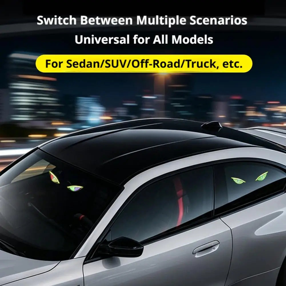 2026 New Solar Car Devil Eye Ambient Light Dynamic Expression LED Breathing Rear Window Anti-Rear-End Warning Lamp Zpaxo