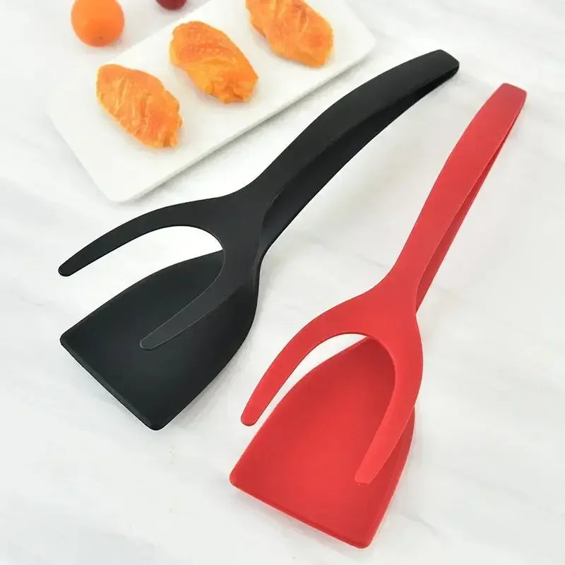 2 in 1 Shovel Clip Silicone Grip Flip Tongs Egg Steak Spatula Tongs Clamp Pancake Fried Turners Cooking Tool Kitchen Accessories Zpaxo
