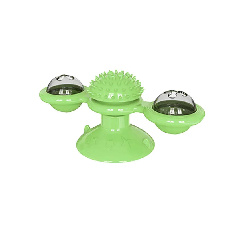 Windmill Cat Toy Interactive Pet Toys Cats Puzzle Game Whirligig Zpaxo green